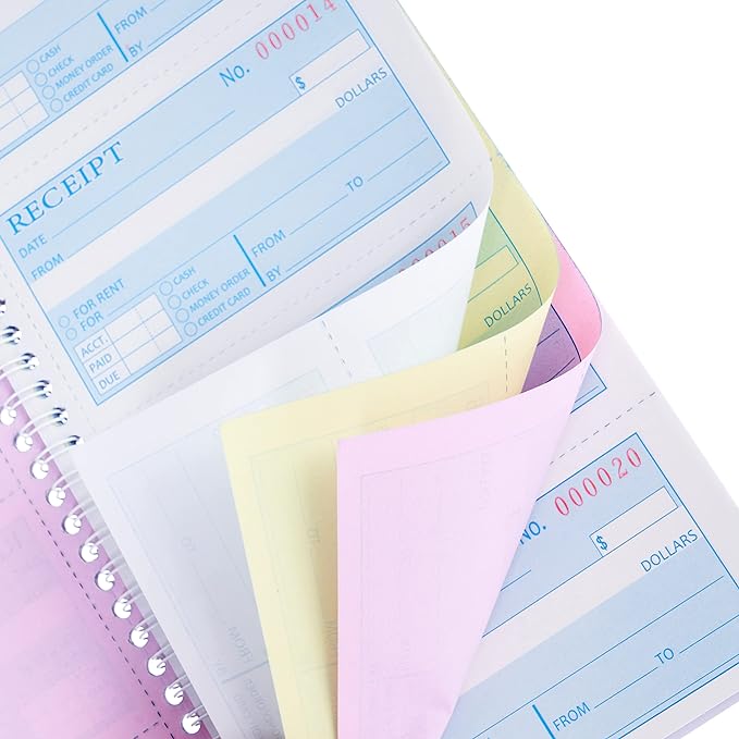 2Pcs,Money Rent Receipt Book,7.9x11.22 Inches,Receipt Book with Carbon Copies,3 Part Carbonless,Cash Receipt Book,100 Sets per Book