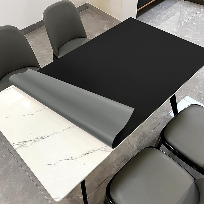 Zinkooat Leather Table Cover,1.8mm Thick,30x60 Inch Desk Cover,Large Desk Mat,Table Protector,Table Cover Protector,Craft Mats to Protect Table(Black+Gray,30x60)