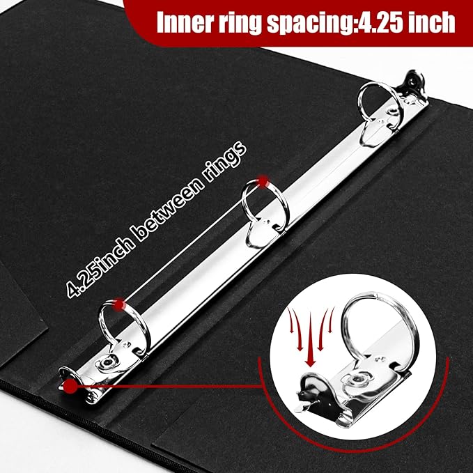 Vienrose 3 Ring Binder 1 Inch Round Rings with Linen Fabric Cover, Fits 8.5 x 11 Inch Paper, Durable Organizer for School, Office, Home, Recipes, Darkgrey