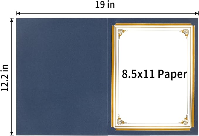 SUNEE Certificate Holders(Blue, 30 Packs, New Pattern), Diploma Covers Gold Foil Border, for Letter Size 8.5x11 Certificates, Cardstock, Document Papers