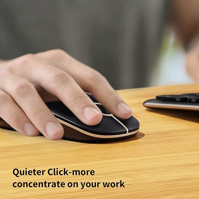 VssoPlor Wireless Mouse, 2.4G Slim Portable Computer Laptop Mouse with Nano Receiver Quiet Silent Optical Mice for Notebook, PC, Laptop, Computer-Black and Gold