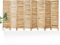 Room Partitions and Dividers, Temporary Wall with Double Hinges, 5.6 Ft Tall Folding Louver Wood Screen for Home Office Bedroom Hotel Decoration (8 Panels, Wood Color)