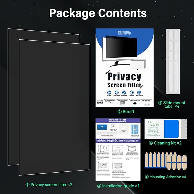 Mao Yeye [2 Pack] 22 Inch Computer Privacy Screen for 16:10 Aspect Ratio Widescreen Monitor, Eye Protection Anti Glare Blue Light Computer Monitor Privacy Filter, Removable 22 in Protector Film