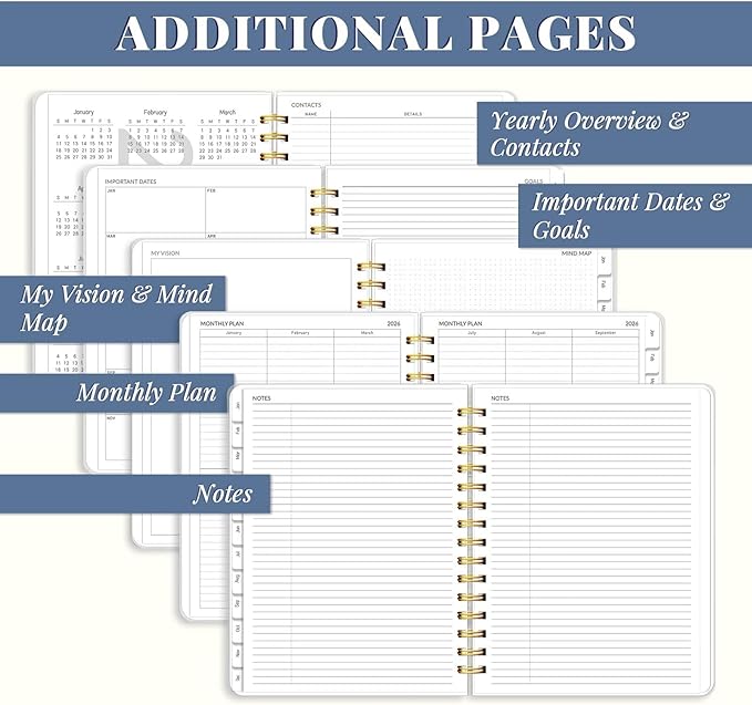 2026 Planner 8.5 x 11, Large Weekly Monthly Planners with Tabs, A4 Spiral Bound Daily Calendar 2026 Planner, 12 Month Agenda from Jan. to Dec., Flexible Cover Appointment Book(Blue Tarrow)