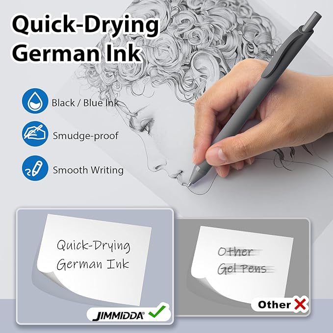 JIMMIDDA Pens Bulk, 107 Pack Ballpoint Black & Blue Ink, 1.0MM Medium Point Wholesale Retractable for Smooth Writing, Quick Drying No Bleed Journaling for Office School Supplies Home Work