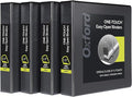 Oxford 3 Ring Binders, Binders for School and Office, Durable 1.5 Inch ONE-Touch Easy Open D Rings, View Binder Covers on 3 Sides, Durable Hinge, Non-Stick, PVC-Free, Black, 4 Pack (79905)