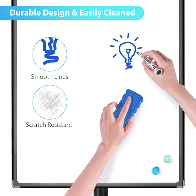 maxtek Mobile Dry Erase Board – 40x28 inches Magnetic Portable Whiteboard Stand Easel White Board Flipchart Easel Board with 25 Sheets Paper Pad