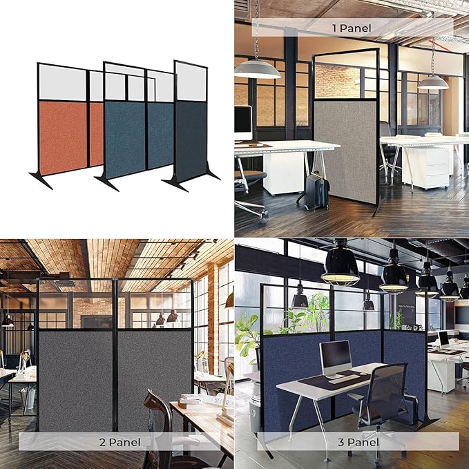 Versare Workstation Partition | Portable Wall Divider | Modern Office Cubicle | Free Standing Privacy Screen | Flexible Work Space | 99" x 70" Caribbean Fabric Panels
