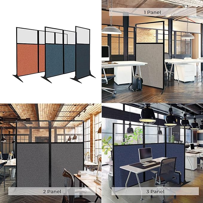 Versare Workstation Partition | Portable Wall Divider | Modern Office Cubicle | Free Standing Privacy Screen | Flexible Work Space | 66" x 70" Ocean Fabric Panels