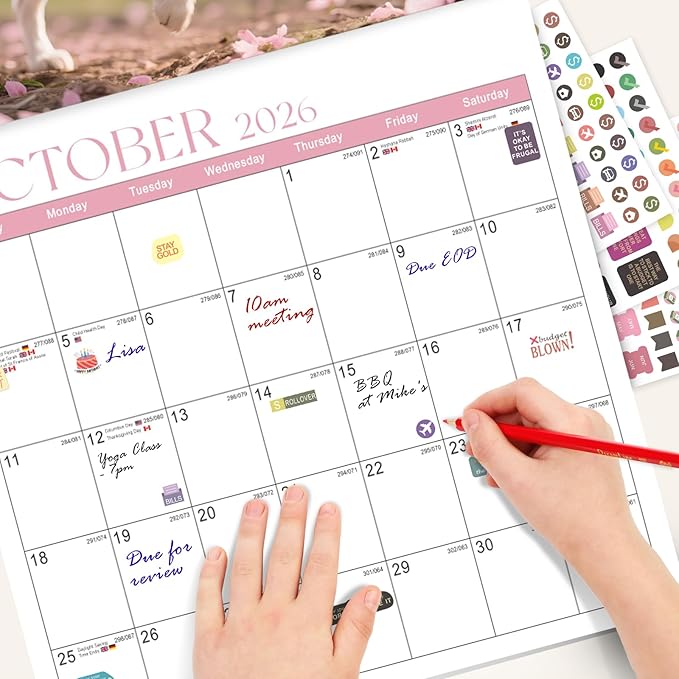 2026 Calendar, 2026 Wall Calendar, Monthly Calendars 12 Month Pet Dog 12" x 24" Opened, Thick Glossy Paper for Organizing Planning, Ideal for Home Office