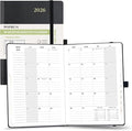 POPRUN 2025-2026 Monthly Planner (A5 8.5" X 6.25"), 18-Month Calendar Book (Jul.25 - Dec.26) with Monthly Tabs, Hardcover, Inner Pocket, 100GSM Thick Paper -Black