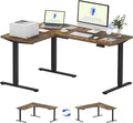 FLEXISPOT L Shaped Standing Desk, 63 x 47 Inch Electric Height Adjustable Corner Desk, Sit Stand Computer Workstation, Preset Controller, Home Office, Black Frame with Rustic Brown Top