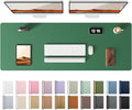 YSAGi Leather Desk Pad Protector, Office Desk Mat, Large Mouse Pad, Non-Slip PU Leather Desk Blotter, Laptop Desk Pad, Waterproof Desk Writing Pad for Office and Home (Jade Green, 47" x 17")