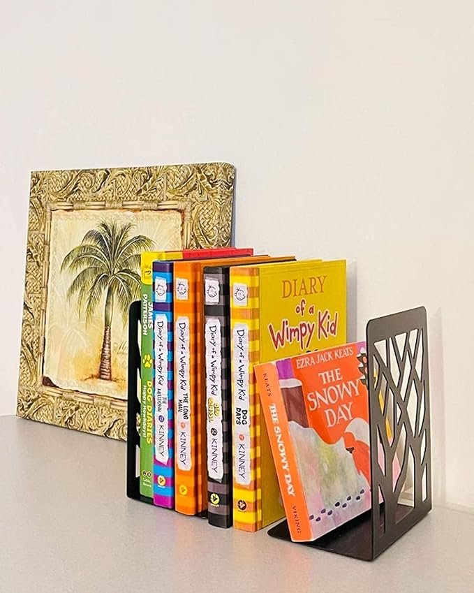 MSDADA Bookends, Book Ends for Shelves, Bookends for Office, Book Ends for Heavy Books, Book Shelf Holder Stand Home Decorative，Metal Bookend Supports, Book Stoppers, Black(5 Pairs)