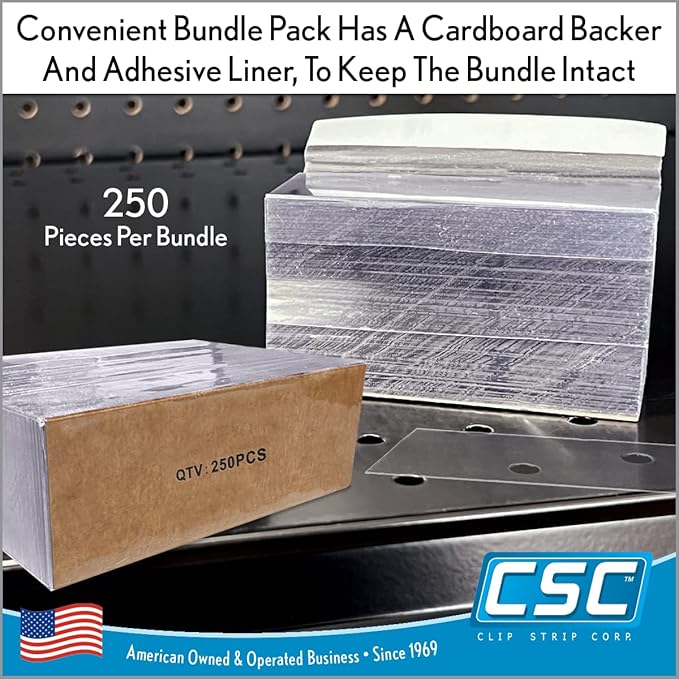 Clip Strip Corp. Price/Data Channel Label Holder Chips, Clear Plastic Tags, 4" L x 1.25" H, 7.5 Mil Thick, Gondola Shelf Edge, Reusable, Made for Point of Purchase Shelf Molding (500)