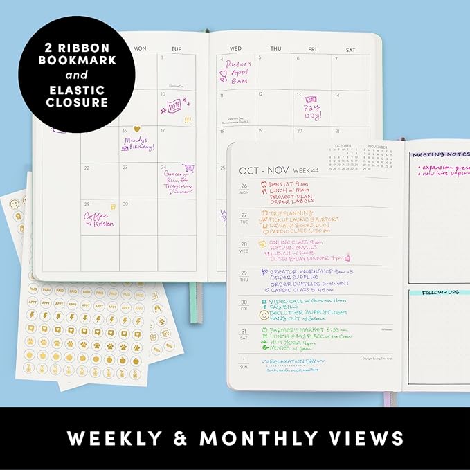 PAPERAGE 2026 Weekly & Monthly Planner, 12 Months (January 2026 - December 2026), 5.6 in x 8 in, Hardcover 2026 Planner with Weekly & Monthly Spreads, Note Pages, Stickers & Back Pocket – Burgundy