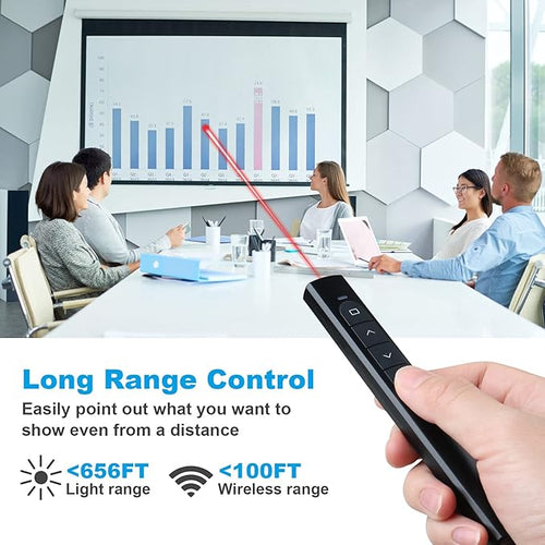 (2 Units) Wireless Presenter Remote with Case, Presentation Clicker with Hyperlink & Volume Remote Control PowerPoint Office Presentation Clicker for Keynote/PPT/Mac/PC/Laptop(Battery Included)