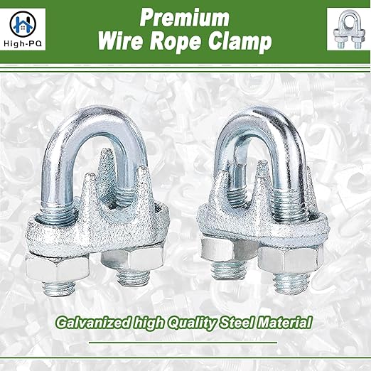 200 PCS 1/8 Inch Wire Rope Clamps, M3 Heavy Duty Galvanized Wire Cable Clamps for Tent Ropes, Boat, Clotheslines, U-Bolt Saddle Fasteners for Secure Connections