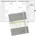 POPRUN Monthly Planner 2026-2027 (Large- 8.5" x 10.5" Soft Cover), 18-Month Calendar Book (Jan.2026 - Jun. 2027), Calendar Planner with Monthly Tabs & Pocket, 100 GSM Paper - Grey