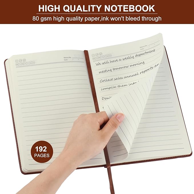 ZCZN 6 Pack Lined Journal Notebooks, 192 Pages A5 Hardcover Leather Journals for Work,Writing,School & Travel, College Ruled Journaling Notebooks for Notes Taking,Diary Journal (Black+Brown+Blue)*2