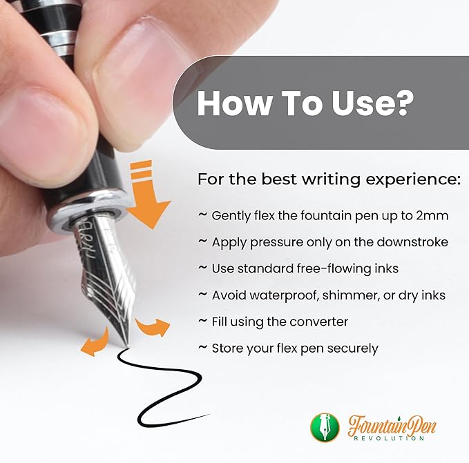 FPR Himalaya V2-Chrome Ultra Flex Nib Pen - Twist-Style Converter Filled Calligraphy Pens for Writing - Fancy Pens for Men & Women - Flex Fountain Pen w/Metal Clip & Cap Ring (Taj Mahal Acrylic)