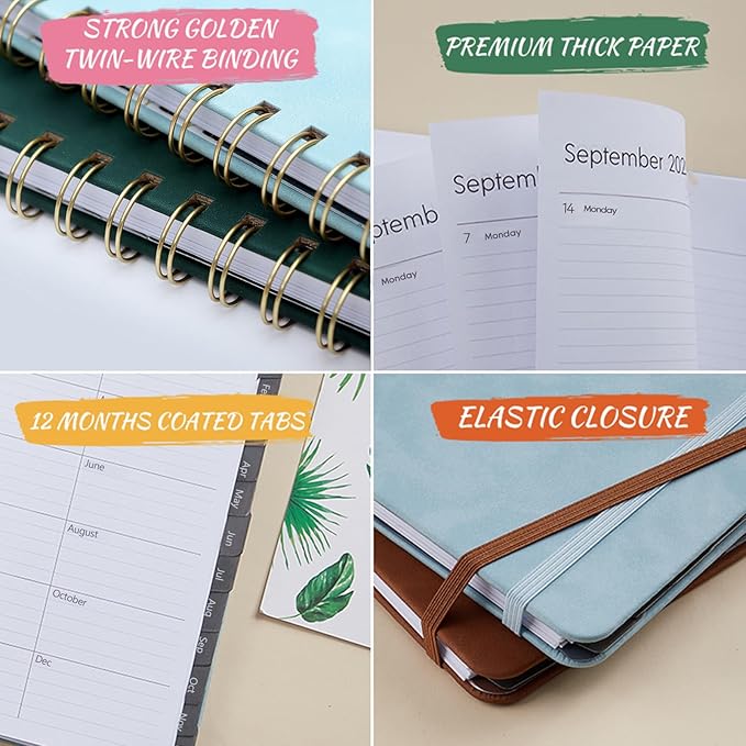 2026 Planner - Weekly and Monthly Planner 2026, Jan 2026 - Dec 2026, 6.4" x 8.5", Daily Planner Calendar Planner with Monthly Tabs, Elastic Closure, Pocket, Notes, Faux Leather Cover Yearly Agenda(Blue)