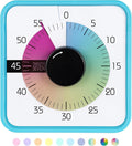 Visual Timer 7.5 inch; 60 Minute 1 Hour Countdown Timer for Kids Classroom Teaching Tool Home Office Meeting, Mechanical Countdown Clock for Exam Time Management Magnetic, Sky Blue with Colorful Disc