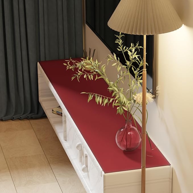 Zinkooat Leather Desk Mat,1.8mm Thick,15.75x63 Inch Desk Cover,Desk Protector Mat,Dresser Cover Top,Vanity Protector Mat,Vanity Cover,Vanity Cover Top Protector(Black+Wine Red,15.75x63)