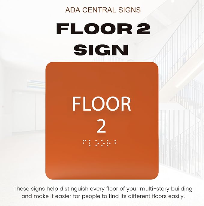 Cold Blue ADA Floor 2 Sign with Braille – Made from Durable Acrylic and Ready to Mount
