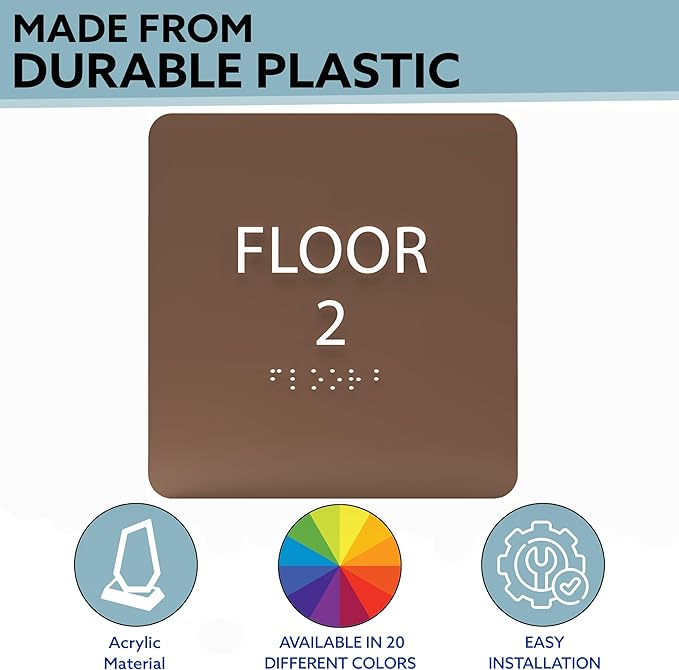 Deep Violet ADA Floor 2 Sign with Braille – Made from Durable Acrylic and Ready to Mount