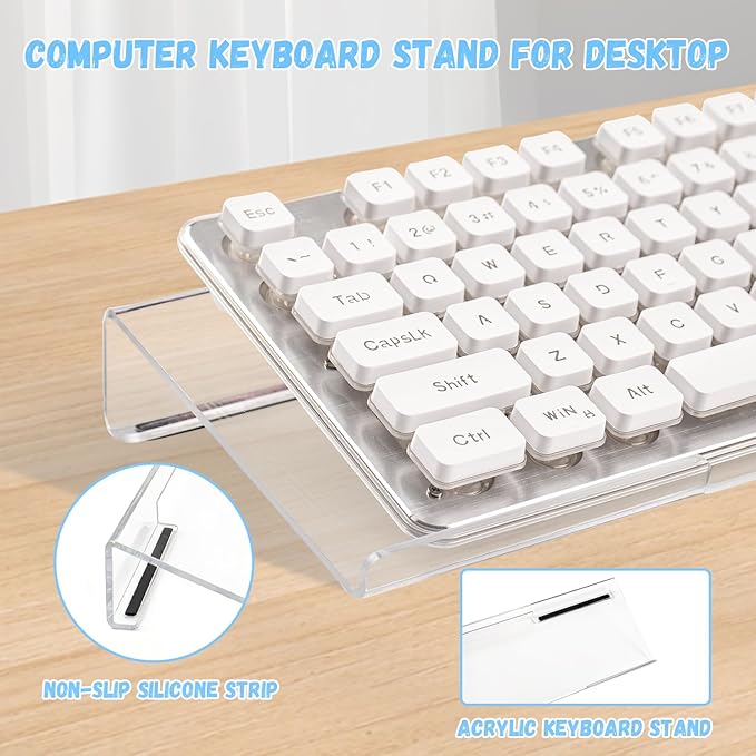 Computer Keyboard Stand with Wrist Rest - Gel Wrist Rest for Keyboard and Mouse, Ergonomic Keyboard Riser with Wrist Rest Support for Mouse