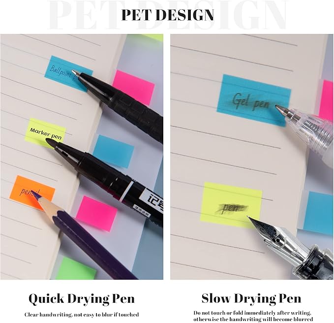 Golcellia 1440 Pieces, Transparent Sticky Notes, Page Markers, Book Tabs, Pop Up Index Tabs