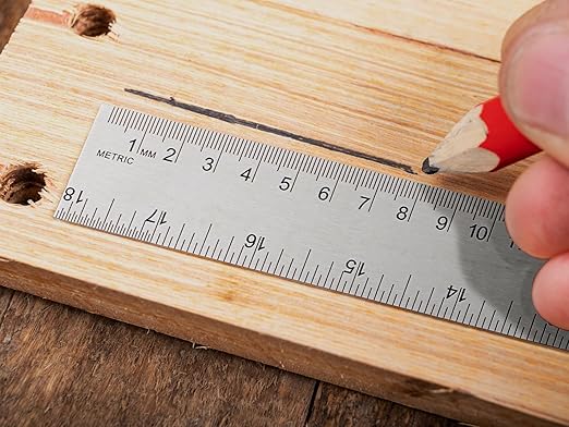 Metal Ruler with Cork Backing, 18 Inch Stainless Steel Rulers 18 Inch Metal Ruler 10 Pack - Imperial and Metric - Non-Slip Prevent Ink Leakage - for School Office Engineering Tools
