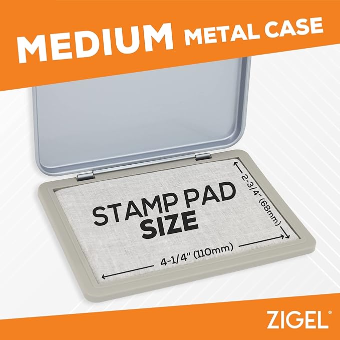 2 Pack Metal Case Stamp Pad Medium Size, Blue Color - Size: 3" x 4" - Choose from 15 Ink Colors