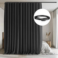 MaKefeile Room Divider Curtains with Flexible Ceiling Tracks Set,Blackout Curtain Ceiling Mount Curtain Track Privacy Room Dividers Ceiling Track Curtain Rod(Black Drape & Black Rail W 12.5 × H 7 FT)
