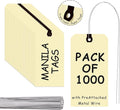 INNOVART Shipping Tags - Double Wired 5 1/4" x 2 5/8", Manila Wire Tags with Reinforced Eyelet, Case of 1000