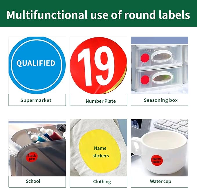 Gemsroyal 3 inch Colored Round Labels Printable, 3" Color Coding Labels for Printer,3 Colorful Custom Round Stickers,4 Colors Assorted(Red,Yellow,Blue,Green),180 Neon Circle Labels in Total