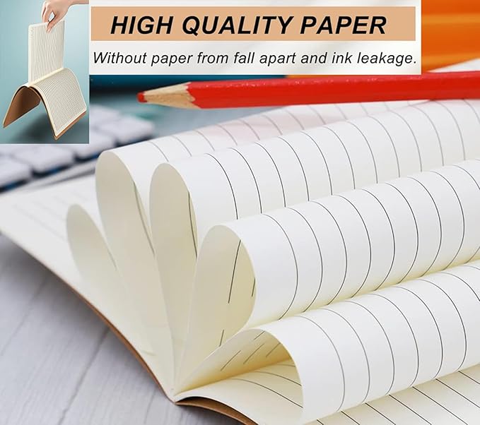 FAWTEEM 48 Pack A5 Kraft Notebook,Lines Pages - 60 Pages (30 Sheets), Wide Ruled,8.3”x 5.5” Small Kraft Notebook