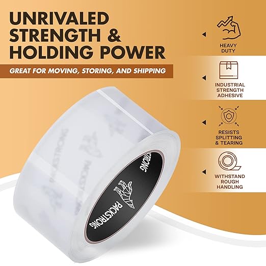 Packstrong Industrial Grade Clear Packing Tape 36 Rolls - 110 Yards per Roll - 2" Wide x 2 mil Thick, Acrylic Adhesive Tape for Box Office Moving Packaging Shipping