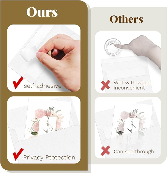 Goefun Blank White Cards with Envelopes 4 x 6 Folded Cardstock and A6 Envelopes Self Seal 100 Pack for Invitations, Wedding, DIY Greeting Postcards, Thank You Cards & All Occasion