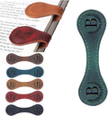 Personalized Magnetic Leather Bookmark, 26 Letters Custom Leather Bookmarks, Handmade, Leather Magnetic Bookmark for Book Lovers Readers Women Kid(Green，B）