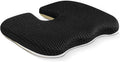 Gooo&Ma Ergonomic Seat Cushion with Air Fiber Core, Office Chair Cushion with Washable Cover & Non-Slip Base for Pressure Relief, Comfort for Long Sitting, Driving, Gaming(Black)