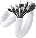 AGPTEK Cable Sleeve Cover, 20ft - 4/5 inch Desk Cord Organizer Cable Hider, Home Office Wire Management Computer TV Wire Loom Tubing, Pet Proof Cord Protector, from Cat Dog Chewing, White