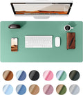 YSAGi Leather Desk Protector, Office Mat, Large Mouse Mat, Non-Slip PU Leather Blotter, Laptop Desk, Waterproof Writing Pad for Office and Home (Green-Blue, 35.4" x 17")