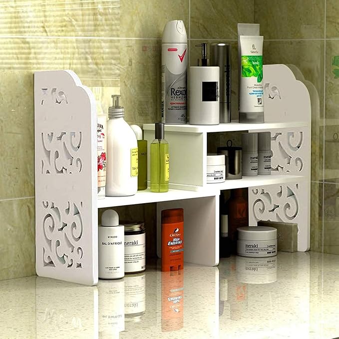 YGYQZ Desk Shelves Desktop Orgnizer Shelf-White Office Organization for Top of Adjustable Desk Organizers and Corner Bookshelf Table Top Shelving Small Hutch Decorations for Women Office