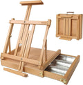 MEEDEN Studio Sketchbox Table Easel with Metal Lined Drawer - Adjustable Solid Beech Wood Tabletop Easel & Sketchbox Artist Easel with Storage, for Studio or Plein Air - Holds canvases up to 34" high