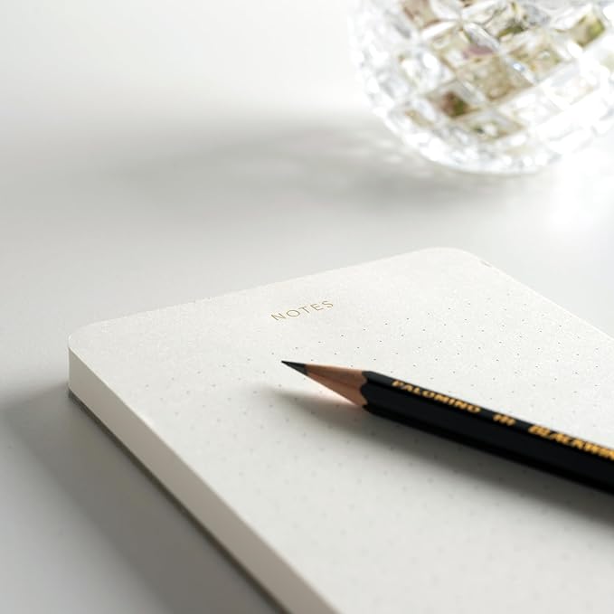 Pinesman - Elegant Desk Notepads for Professionals, Executive's Memo Pads, Minimalist, Gold Foiled, Dotted Layout, 3 Pack, 225 Sheets Total (75 Each), 6.3" x 3.9”, 80 GSM, Eco-friendly, FSC™ Certified Small Notepad