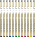 CHARSOCO 01 Micro Pen, Fine Point Pen with 12 Colors, Waterproof Archival Ink, 0.25mm Fineliner Ink Pens for Artist Illustration, Sketching, Anime, Manga, Technical Drawing and Scrapbooking