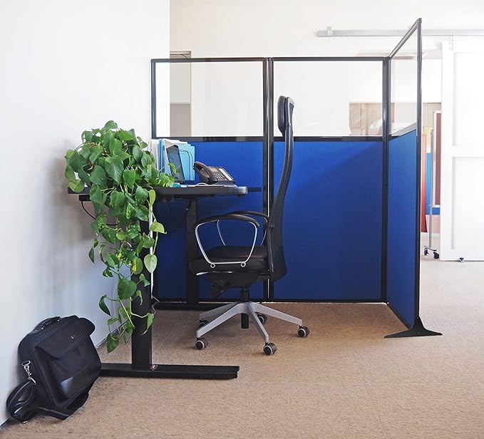 Versare Workstation Partition | Portable Wall Divider | Modern Office Cubicle | Free Standing Privacy Screen | Flexible Work Space | 66" x 70" Latte Fabric Panels