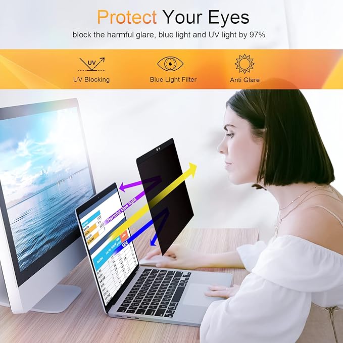 Magnetic Privacy Screen MacBook Pro 13 Inch (2012-2015), Removable Anti Blue Light Glare Filter Laptop Privacy Screen Protector with Camera Cover for Apple Mac 13''